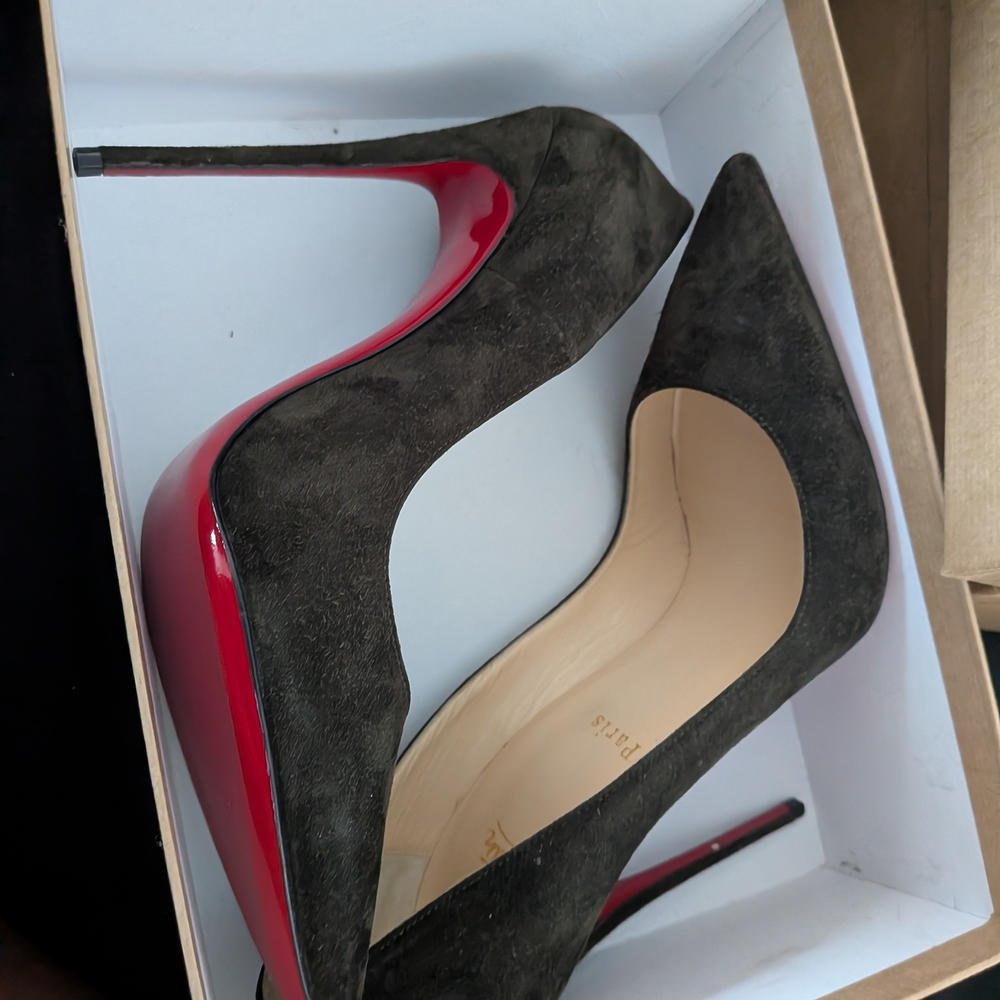 Christian Louboutin Black Suede Heels with Red Soles